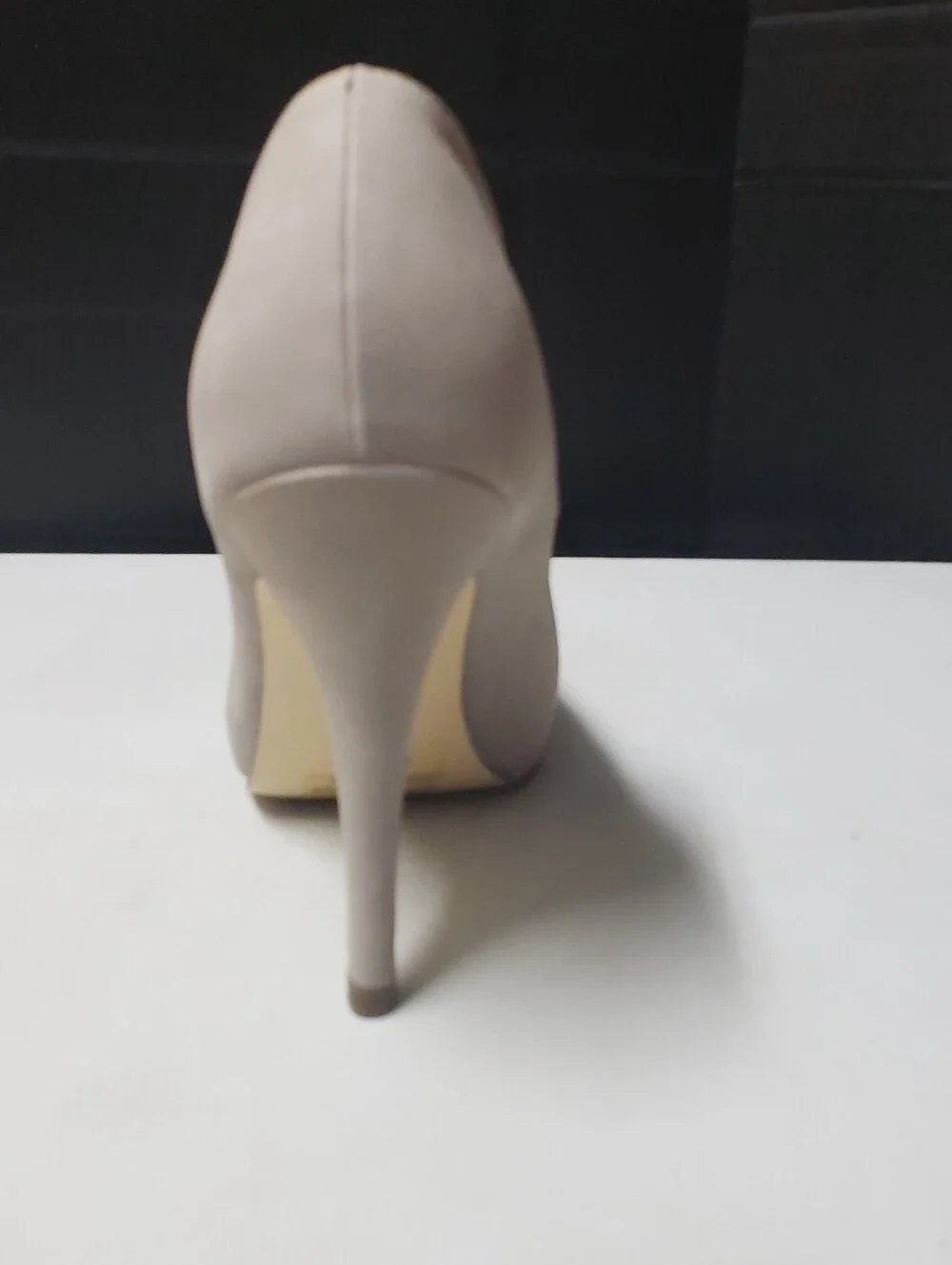 Peep-Toe High Heel Pumps in Light Gray